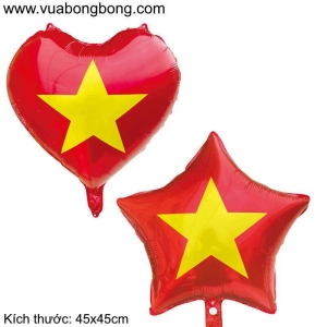 Bong bóng ngôi sao, trái tim đỏ in sao vàng 18 inches 45cm